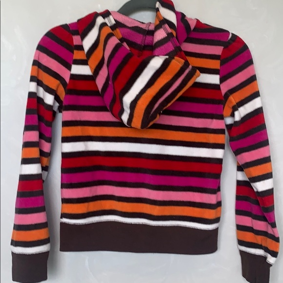 Old Navy Striped Velour Hooded Zip Up Jacket Girl's Size Medium - Picture 3 of 3
